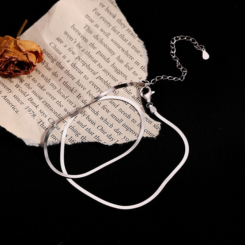 GR Elegant Sterling Silver Snakebone Necklace | Women's Clavicle Chain Necklace