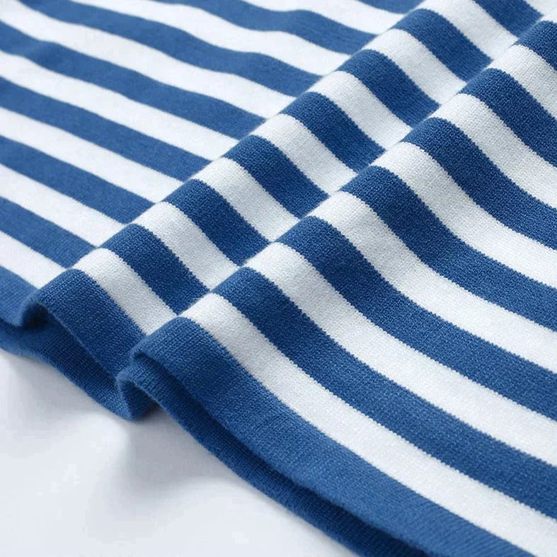 GR - Women's striped round neck long-sleeved top