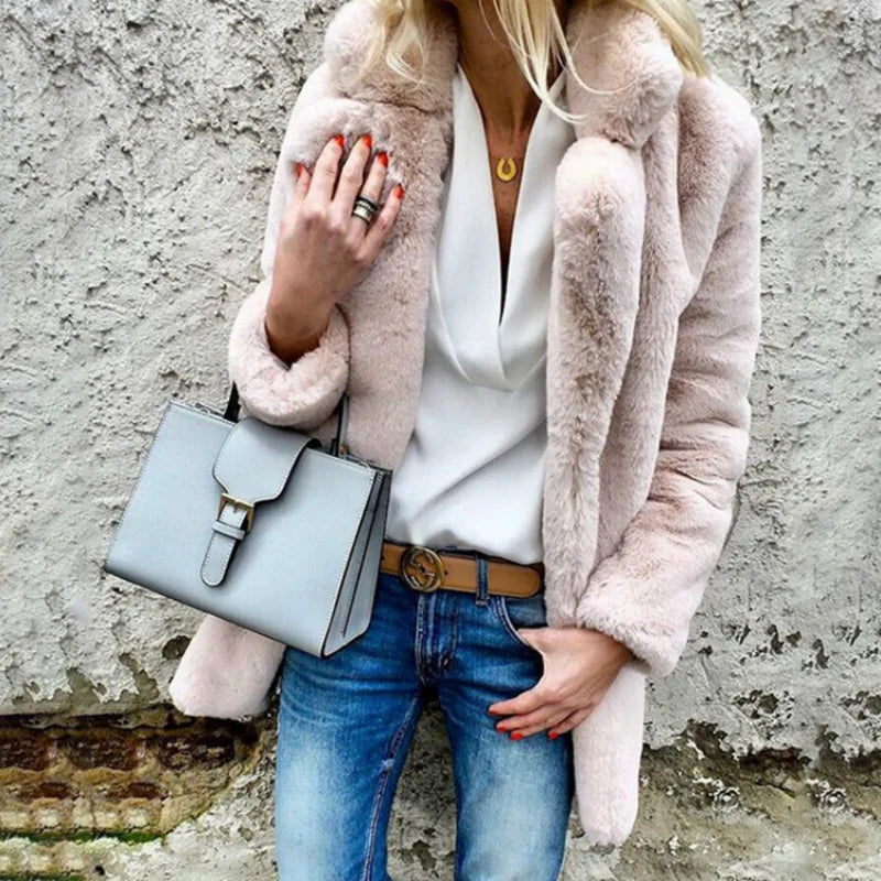 Fluffy winter coat for women