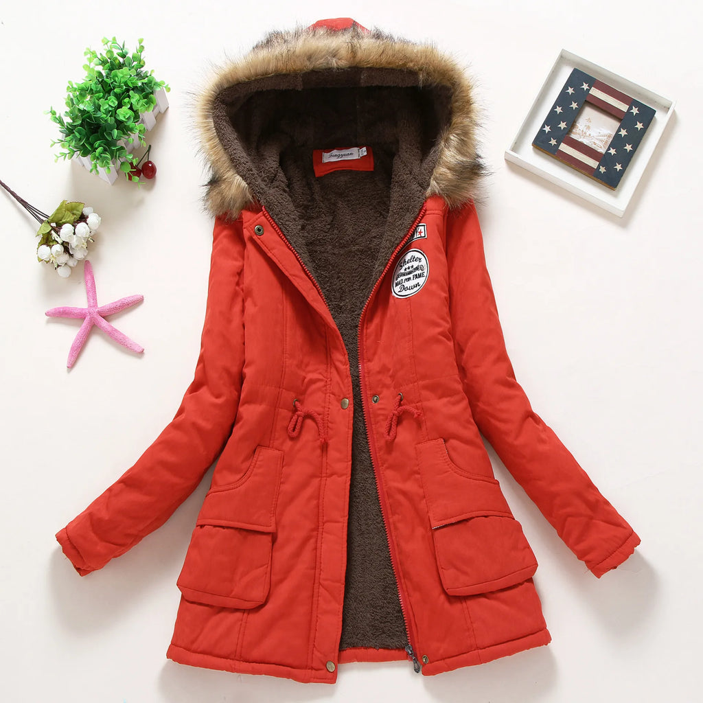 GR | Fashionable winter jacket with faux fur trim