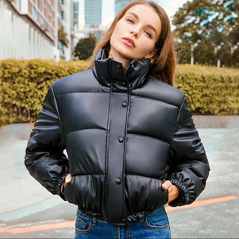 GR | Padded leather jacket for women