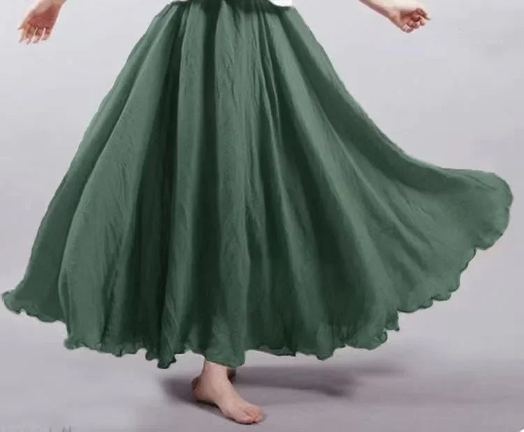 GR | Fashion Cotton Linen Clothing Women's Skirts Maxi Y2K Elegant Beach Saia Ropa Mujer Casual Dress Boho Long Skirts Faldas Harajuku