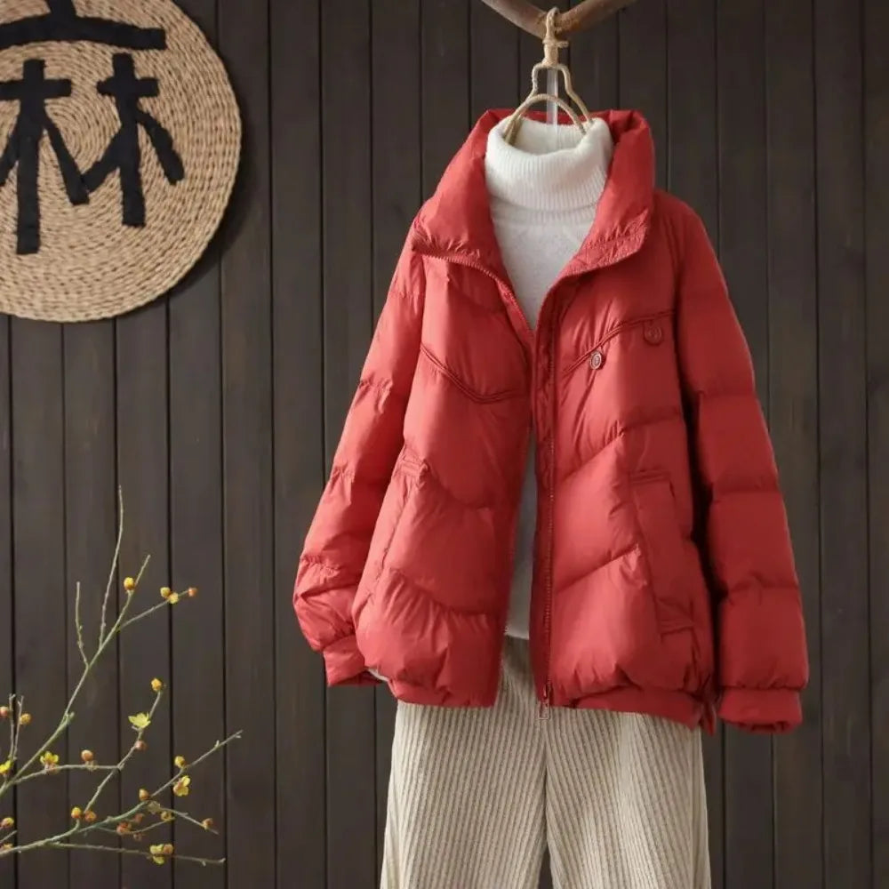 GR - Women's quilted jacket with stand-up collar