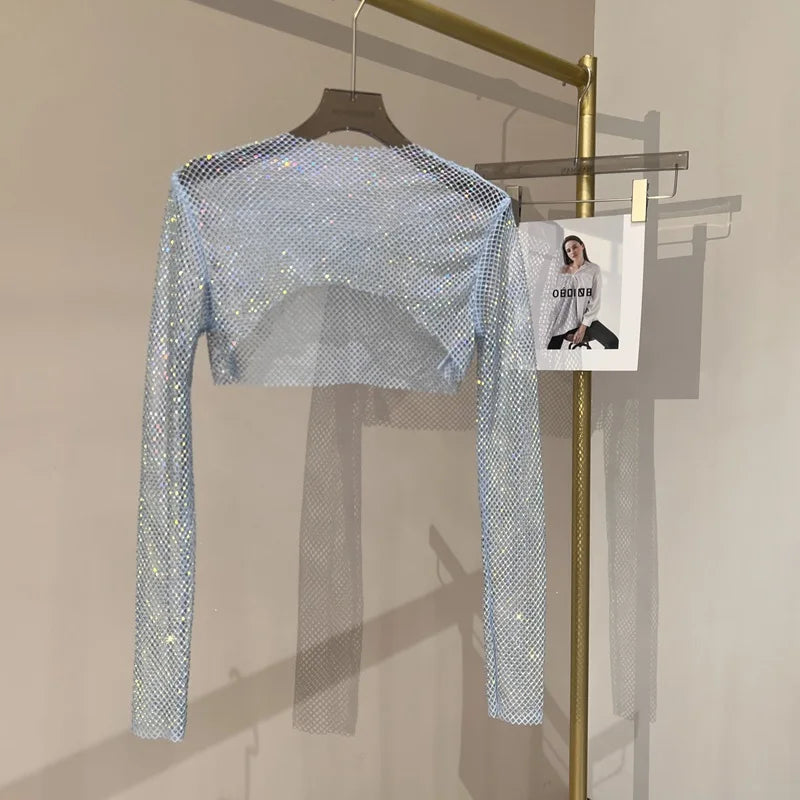 GR | Diamond Long Sleeve Mesh Top