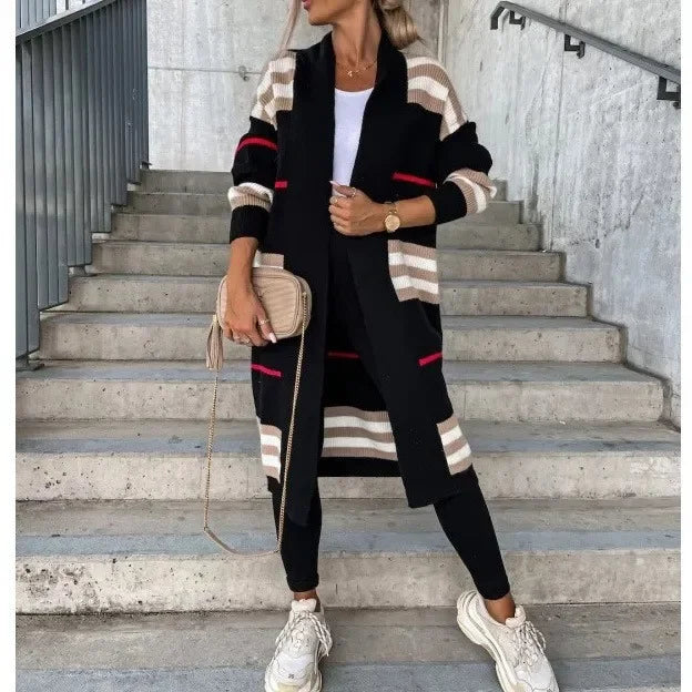 GR - Langer Strickcardigan mit Streifen