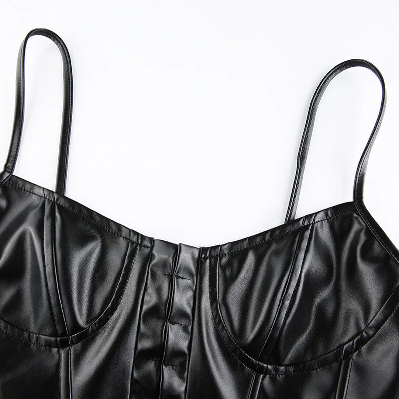 GR | Corset Pu Leather Bustier Crop Top