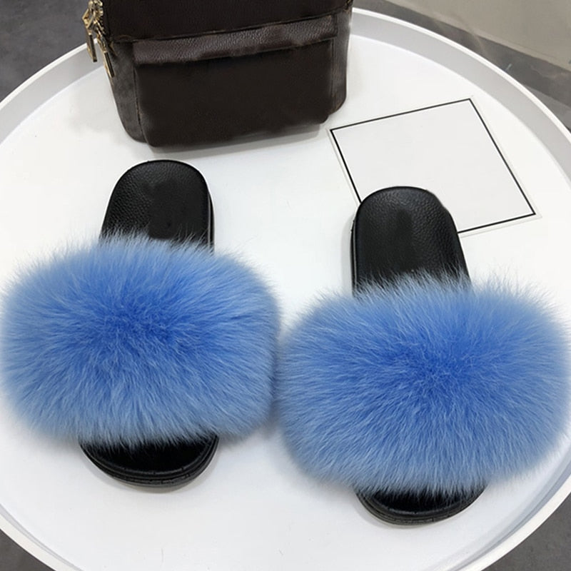 GR | Fluffy real fur flip-flops, slippers, sandals