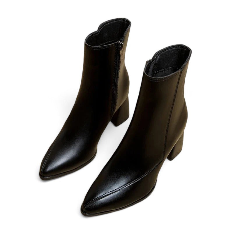 GR - Women's trendy chunky heeled boots with pointed toe and waterproof platform 
