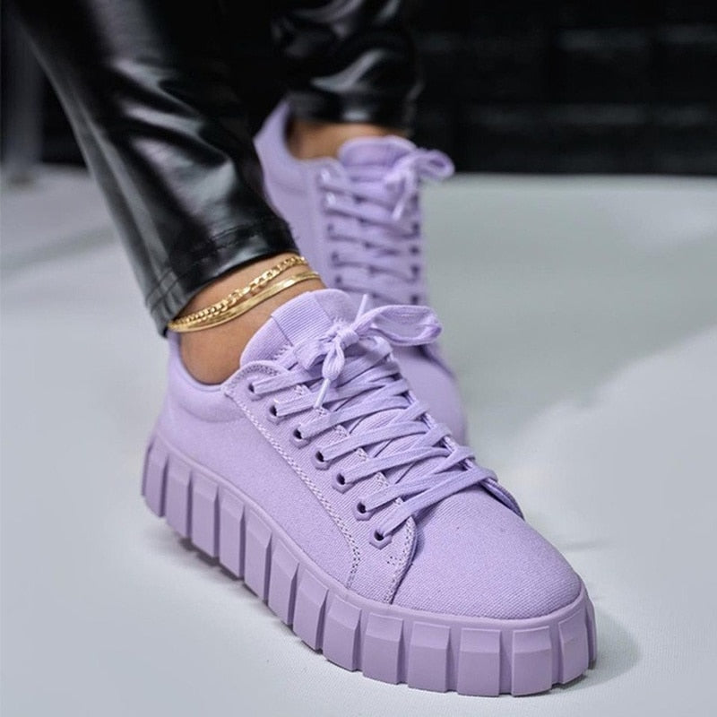 GR | Suede Sneakers with Chunky Platform for Women