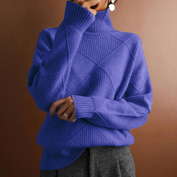 GR - Women's solid color high collar sweater