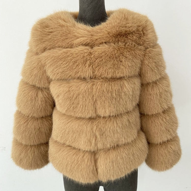 GR Women's Coat | Cozy Faux Fur Coat: Stylish Mink Coat for Women