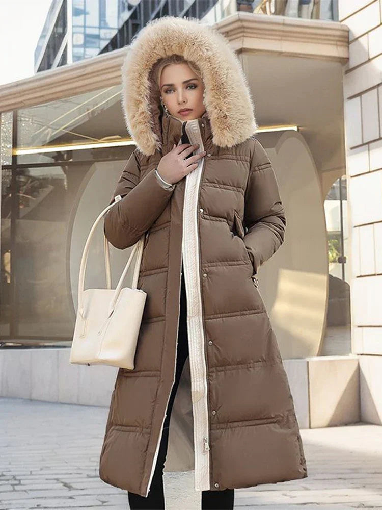 GR - Winter jacket with fur collar and belt 