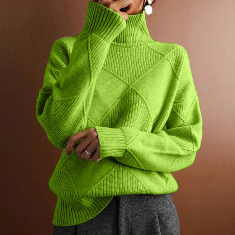 GR - Women's solid color high collar sweater