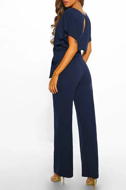 GR | Elegant jumpsuit with wide legs and waist belt