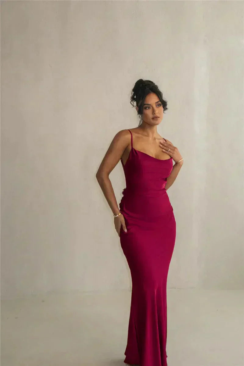 GR | Satin dress with flowers