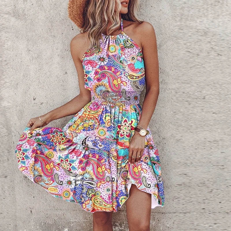 GR | Stylish Summer Boho Halter Dress