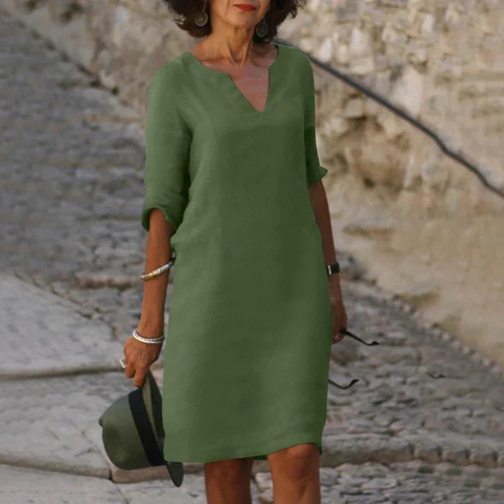 GR | Elegantes Sommerkleid mit V-Ausschnitt