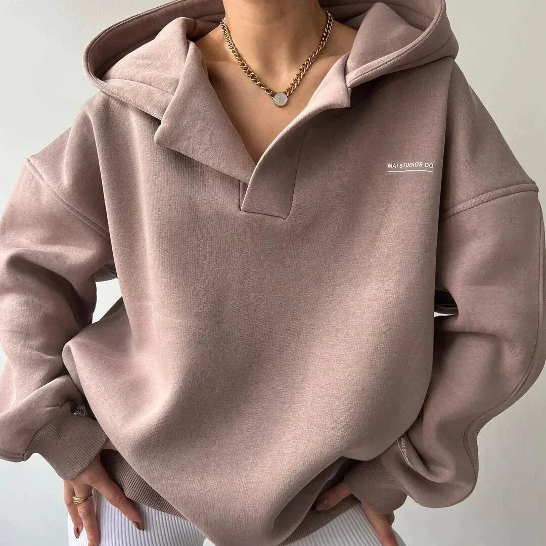 Wool sweater with hood