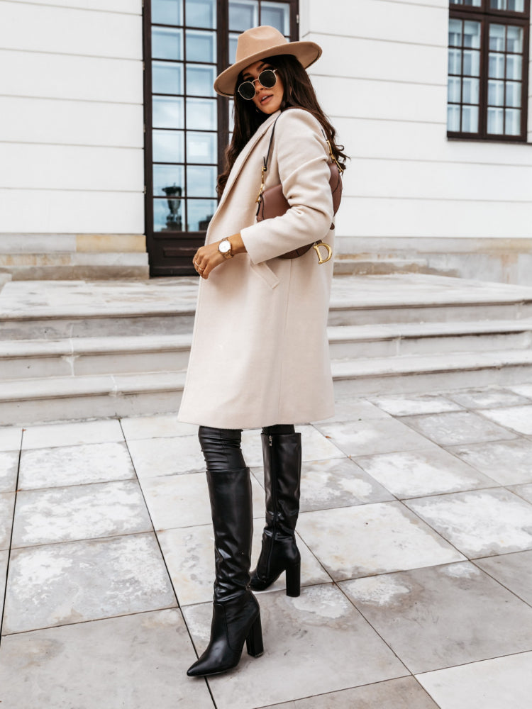 GR Long coat with lapel and button
