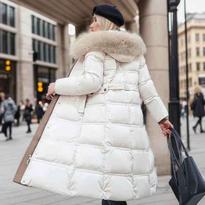 GR - Winter jacket with fur collar and belt 