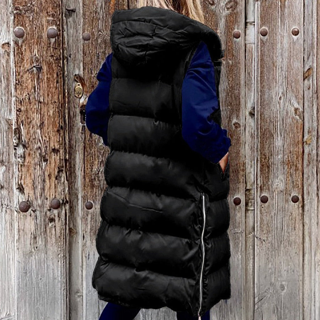 GR Hooded Long Vest Casual Fashion Single-Breasted Jacket