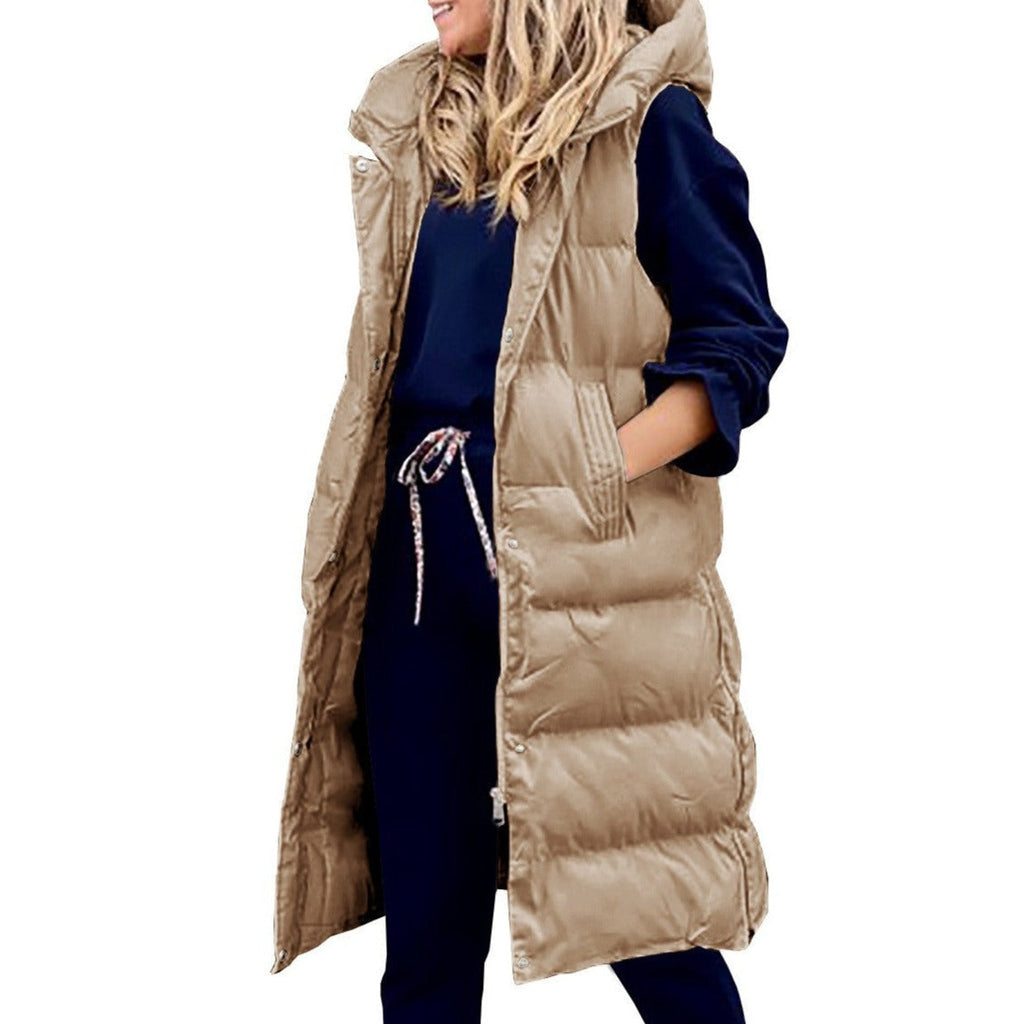 GR Hooded Long Vest Casual Fashion Single-Breasted Jacket