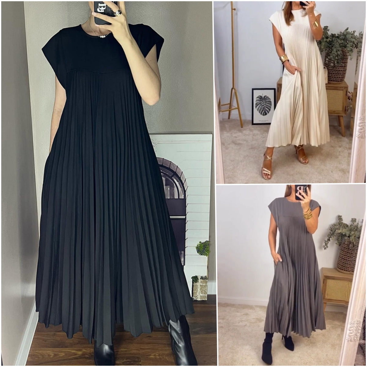 GR | Sleeveless Elegant Pleated Dress