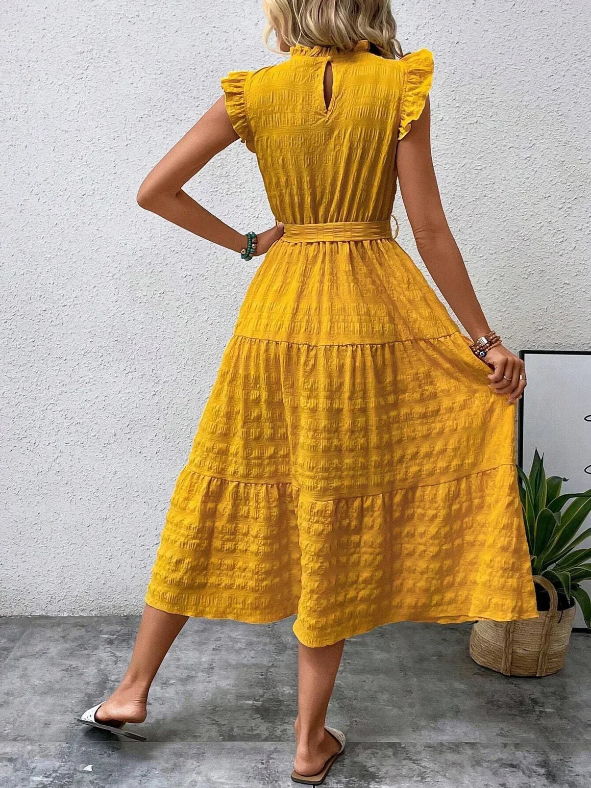 GR | Baumwollkleid mit Rüschenärmeln