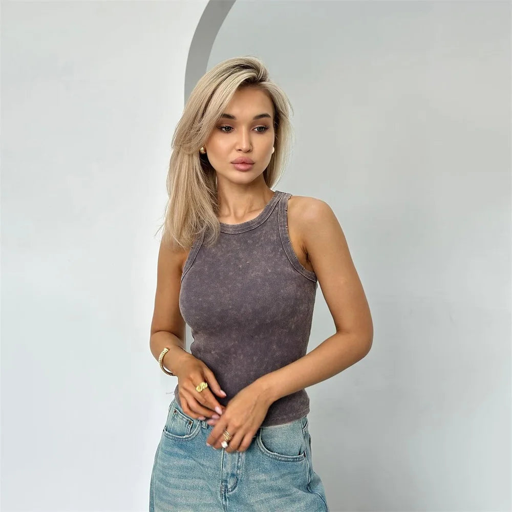 Vintage ripped sleeveless tank top