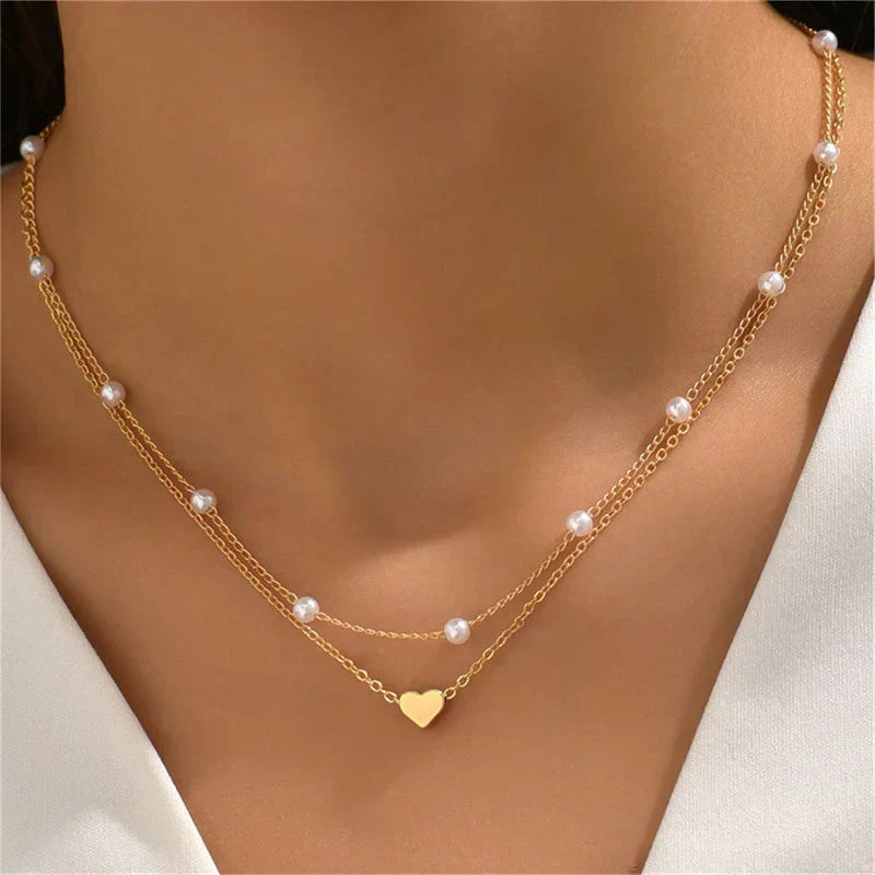 GR | Pearl Choker Heart Necklace for Women