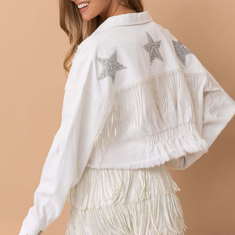 GR - Denim jacket with fringe