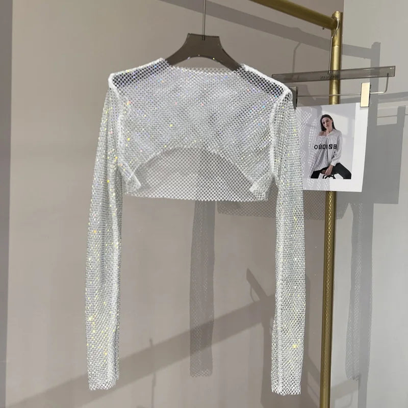 GR | Diamond Long Sleeve Mesh Top