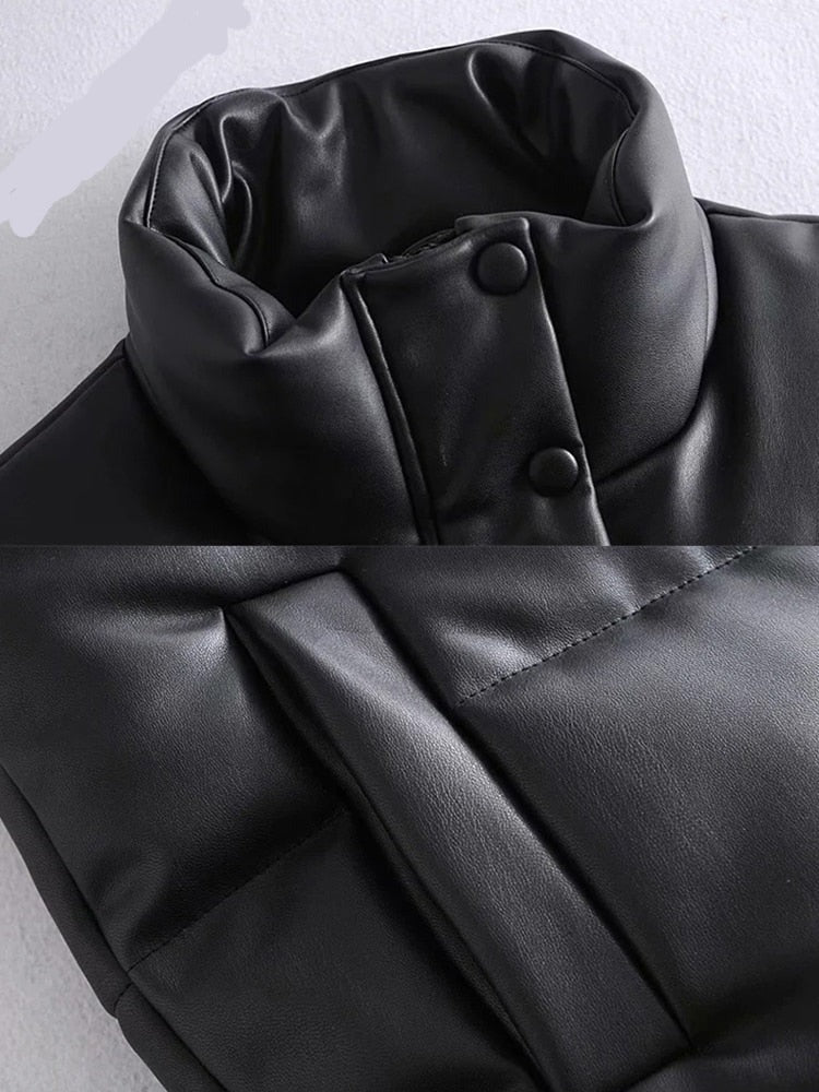 GR Leather Jackets for Women | Elegant Stand-Up Collar Vests | Fashionable Zip-Up Jackets