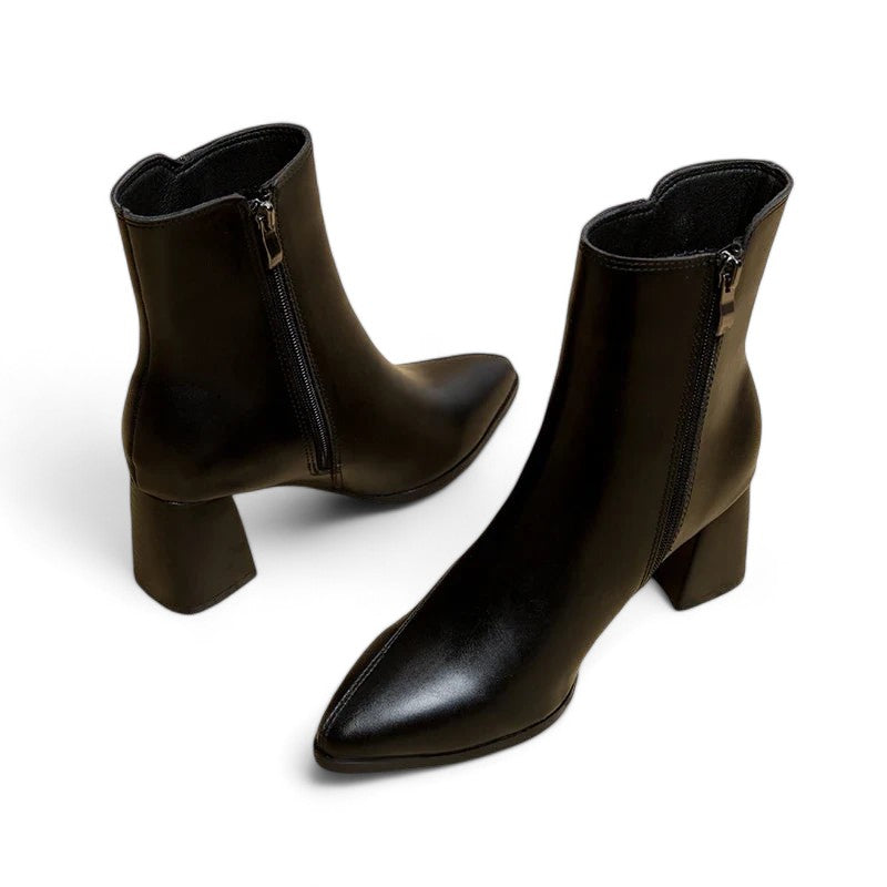 GR - Women's trendy chunky heeled boots with pointed toe and waterproof platform 