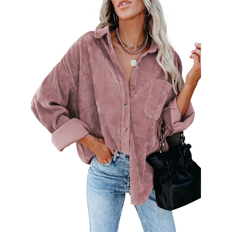 with button placket and pockets