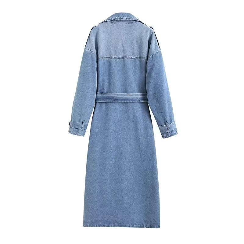 GR | Long Denim Trench Coat for Women