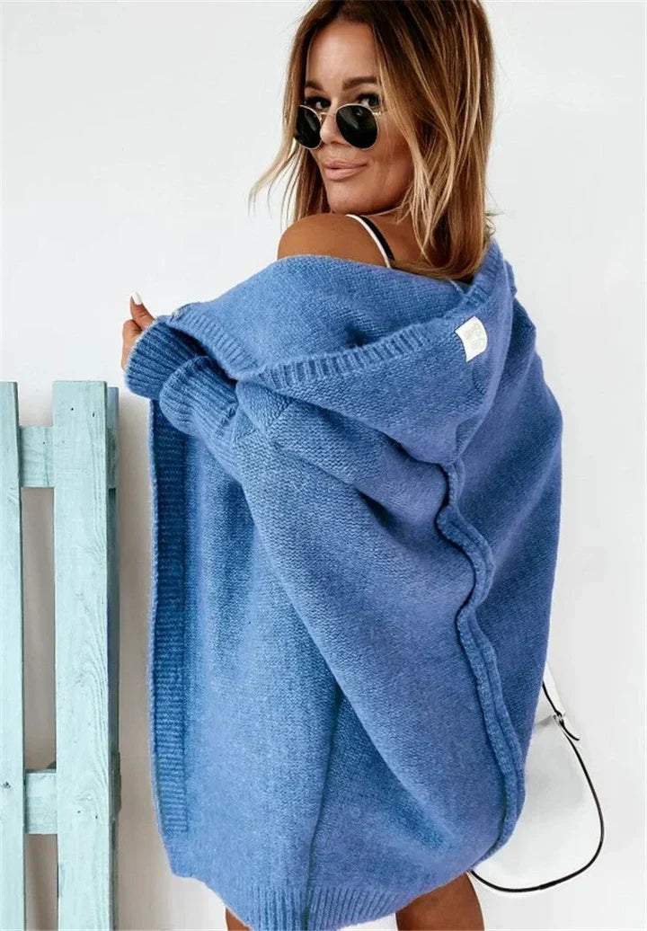 GR | Superweiche Gestrickte Strickjacke Mit Taschen Und Kapuze Für Damen