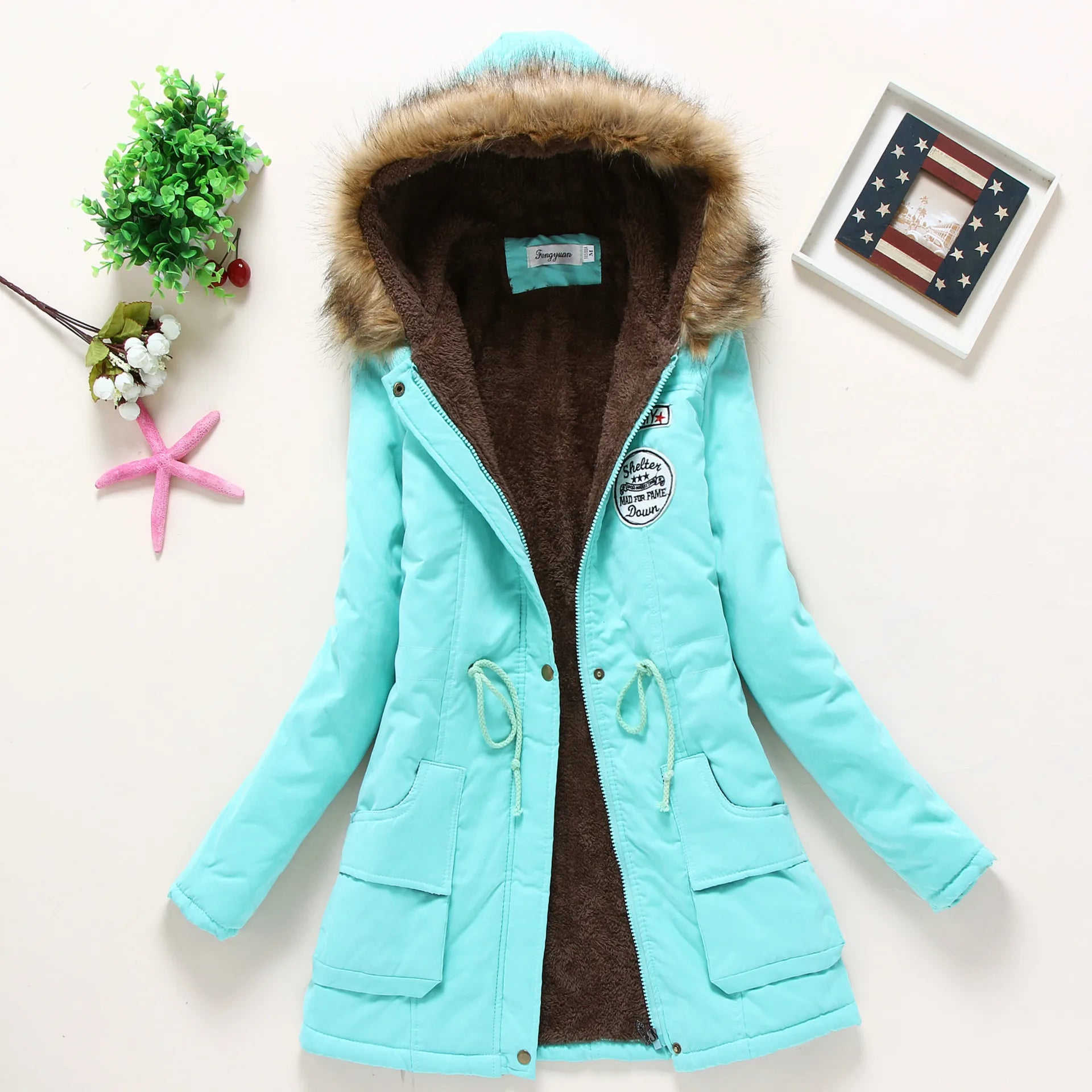 GR | Fashionable winter jacket with faux fur trim