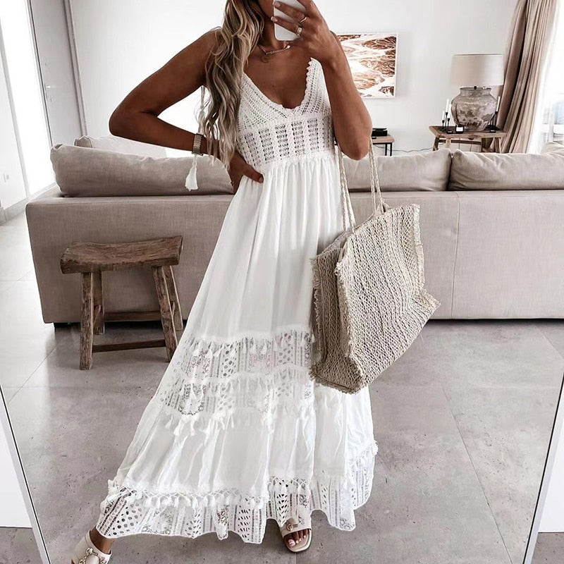 GR | Spitzen Boho Fließkleid