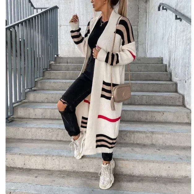 GR - Langer Strickcardigan mit Streifen