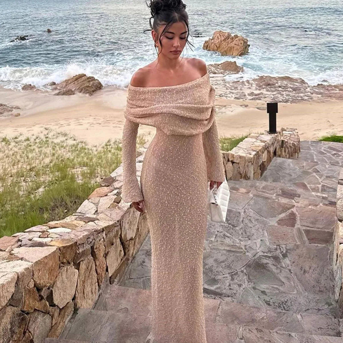 GR | Off-shoulder maxi dress for women