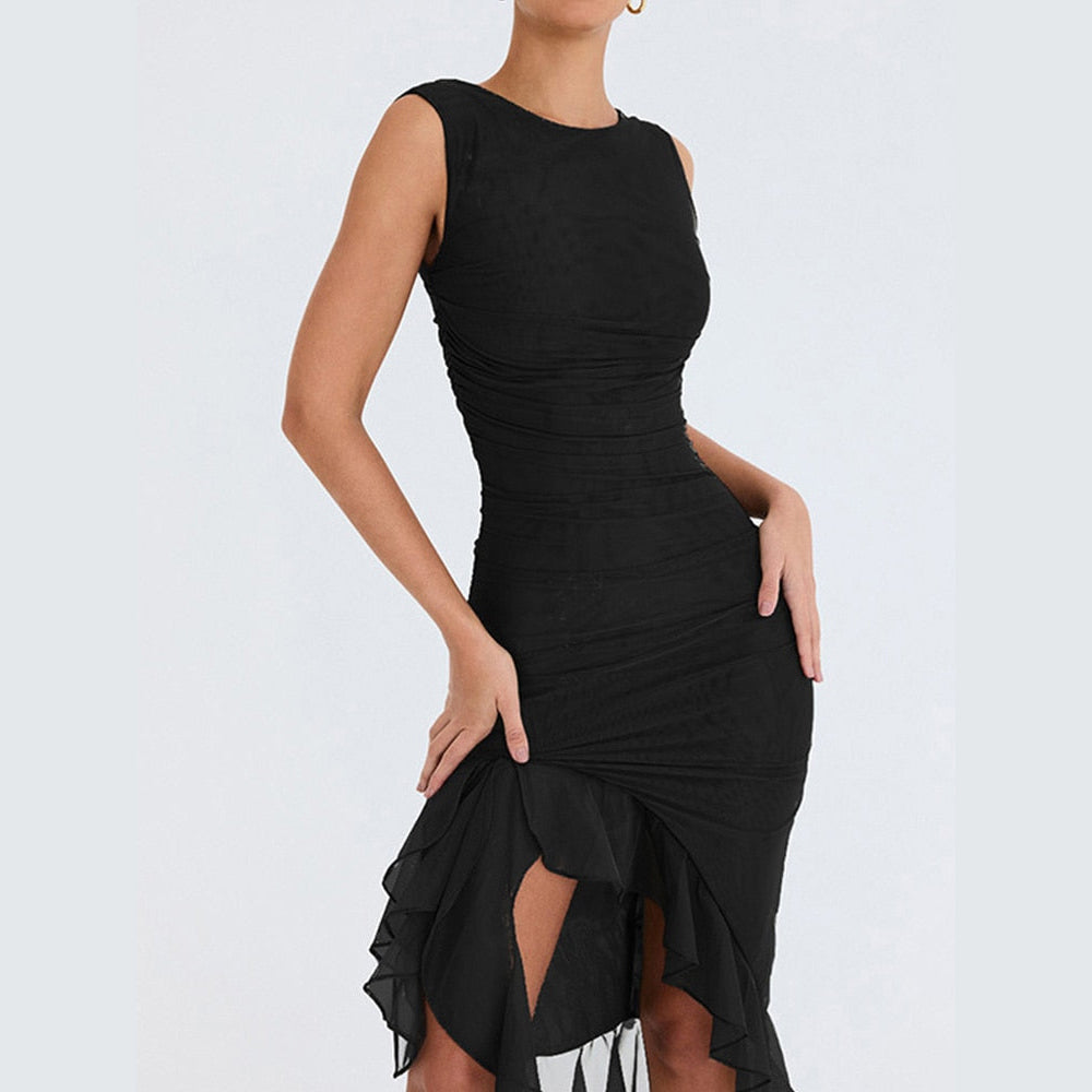 Midi ruffled dress
