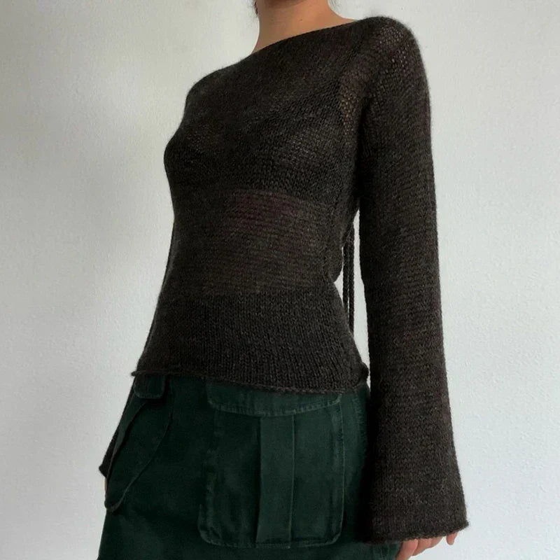 GR | Lockerer Strickpullover mit Glockenärmeln