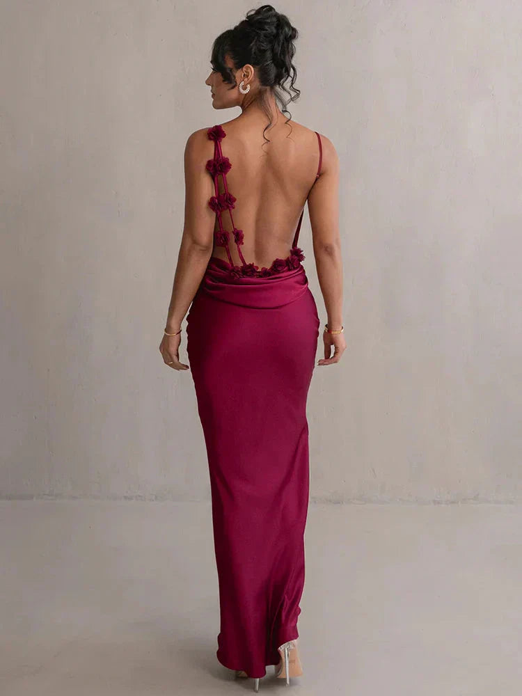 GR | Satin dress with flowers