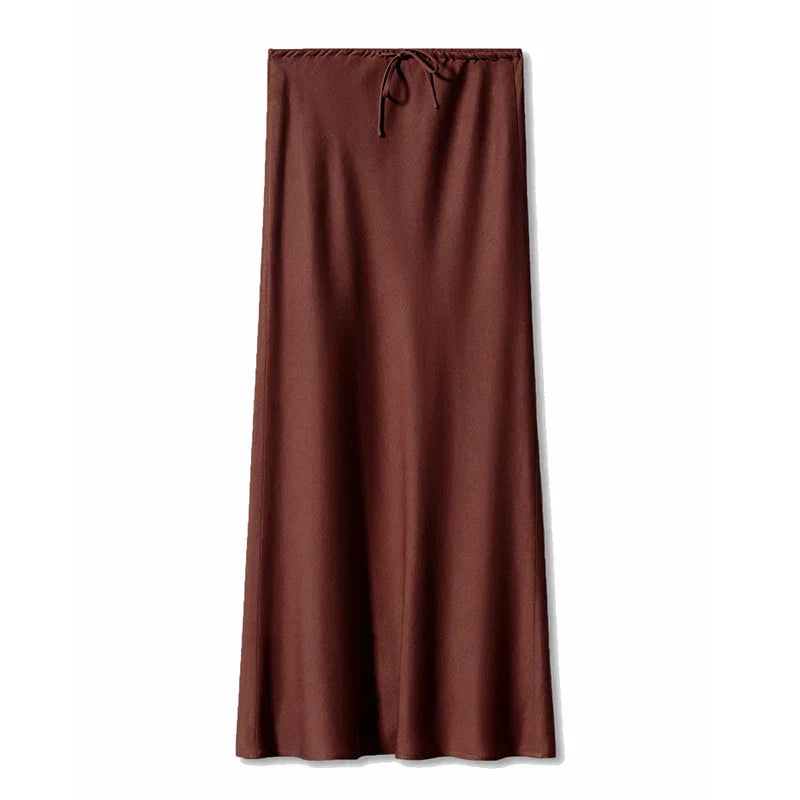 Clara™ - High-waisted satin maxi skirt