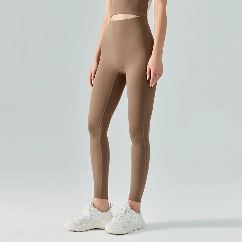 GR | Emily Sportswear Naked Hochtaillierte Tight Yoga Hosen Doppelseitig Gebürstet Pfirsich Po-Hebende Lauf Sport Fitness Leggings