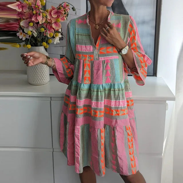 GR | Women's Geometric Print Party Dress 