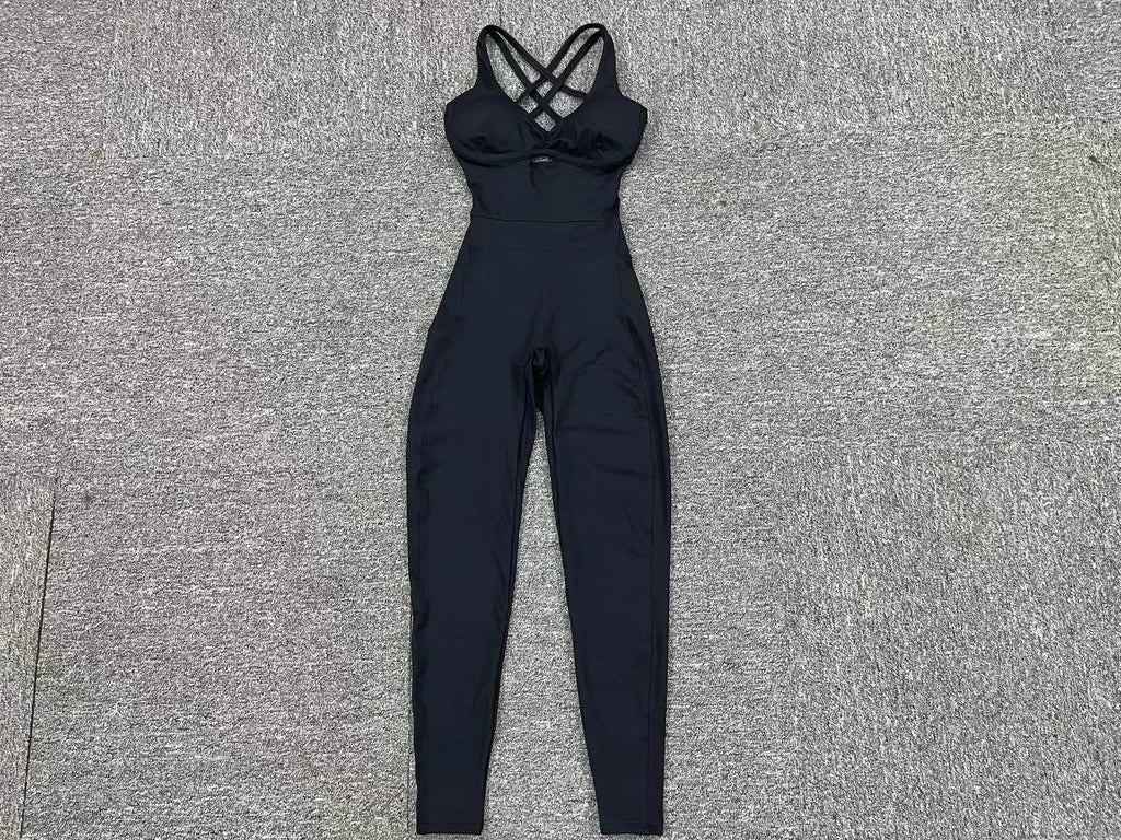 GR | Sporty Jumpsuit Women's Sportswear Push-Up Gym Set Women's Fitness Overall Lycra Sports Outfit for Women Sportswear Yoga Clothing Pink