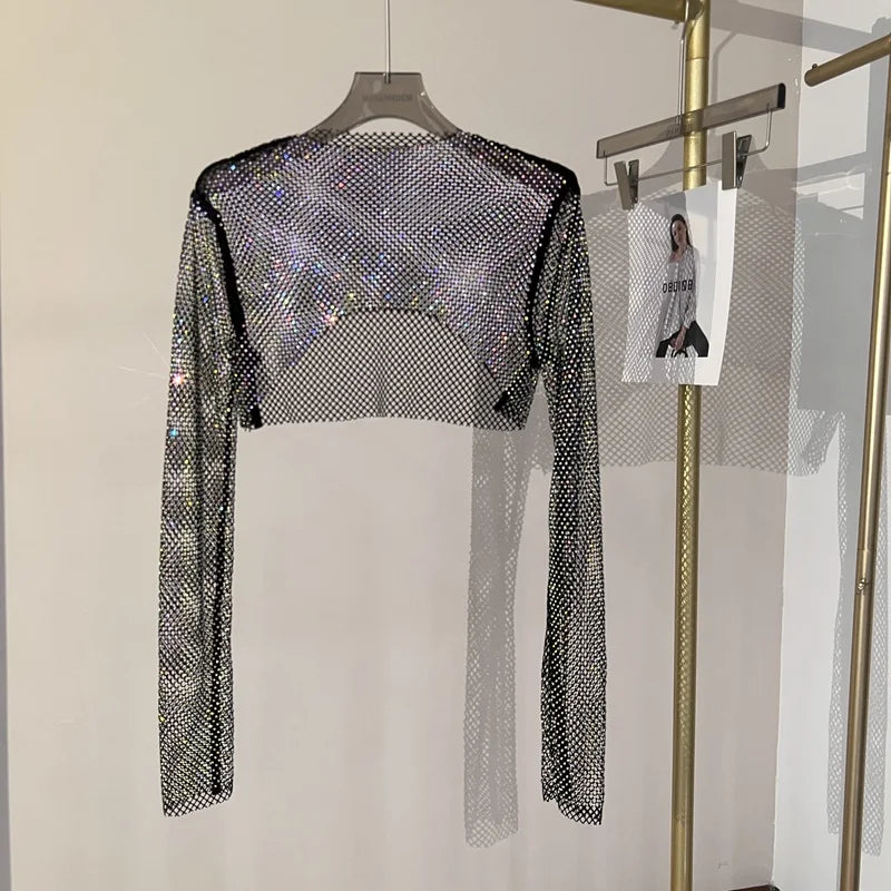 GR | Diamond Long Sleeve Mesh Top
