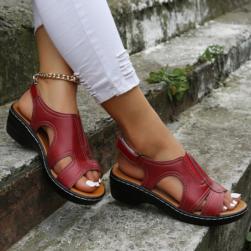 GR | Orthopedic leather wedge sandals 2024 – Stylish comfort for every occasion